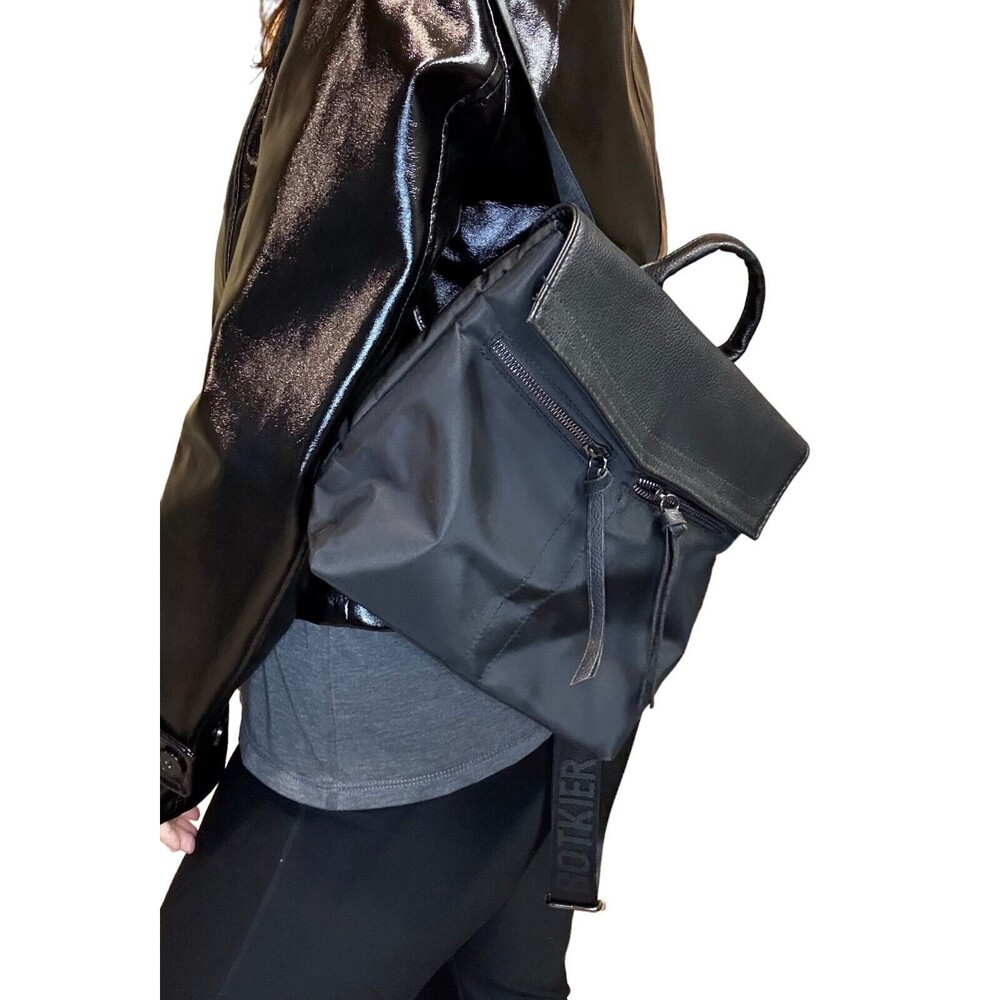Botkier mini backpack black vegan imitation leather accents zipper pockets